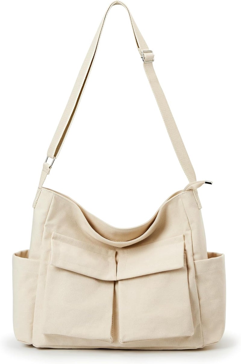 KALIDI FANCY FOREST KALIDI Canvas Tote Bag Messenger Bag, Large Crossbody Bag for Women or Men, Casual Canvas Shoulder Bag for College Work Daily - Image 1